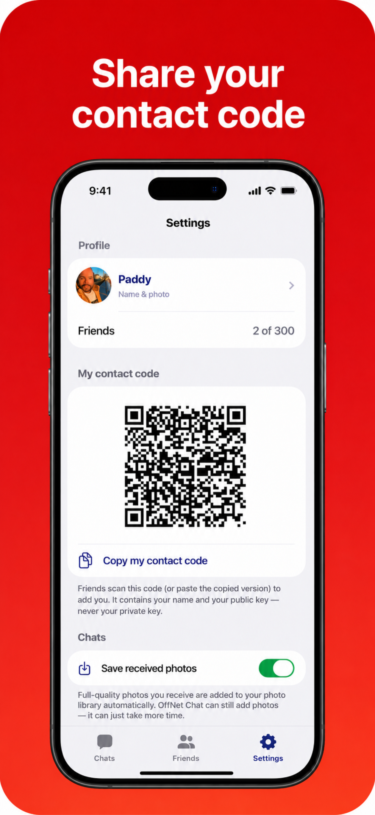 Share your contact code