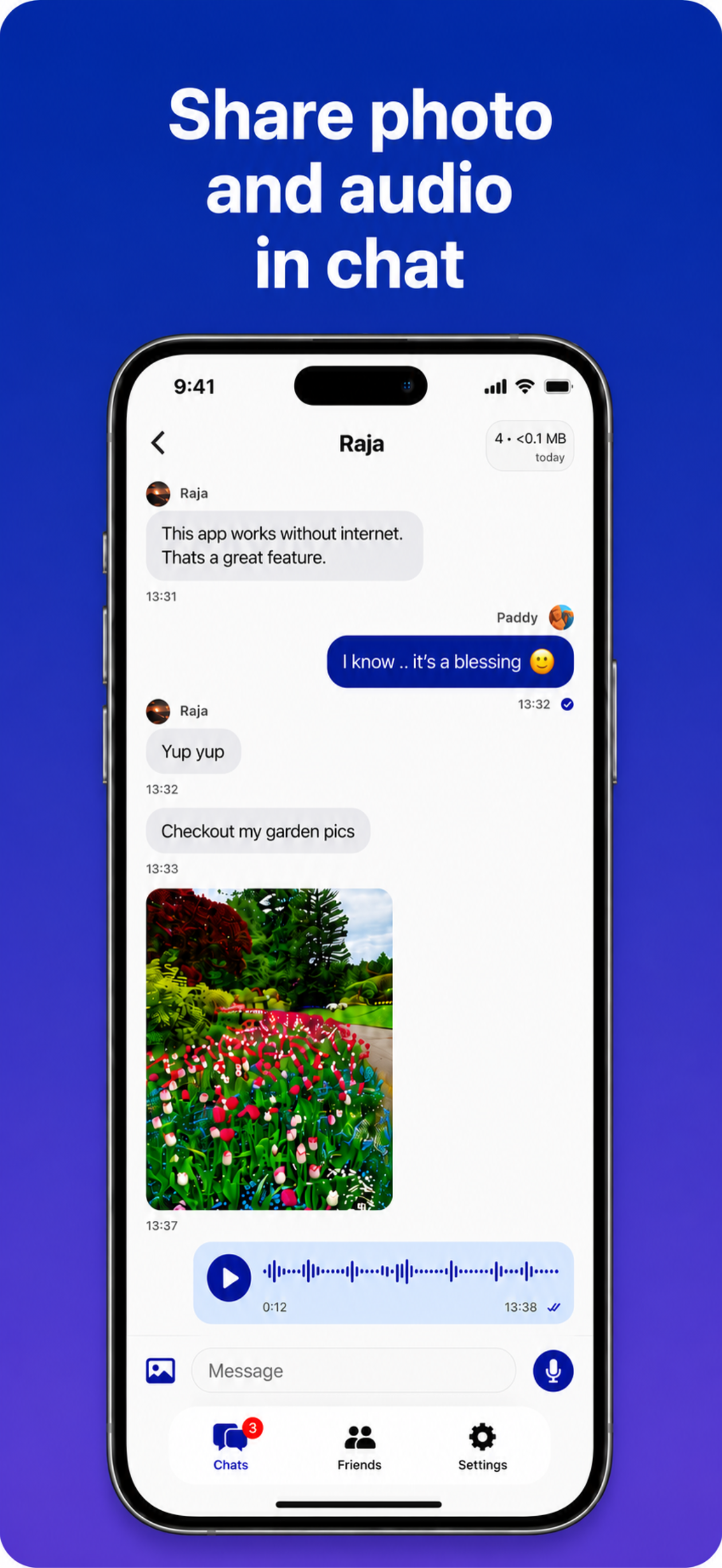 Share photo and audio in chat