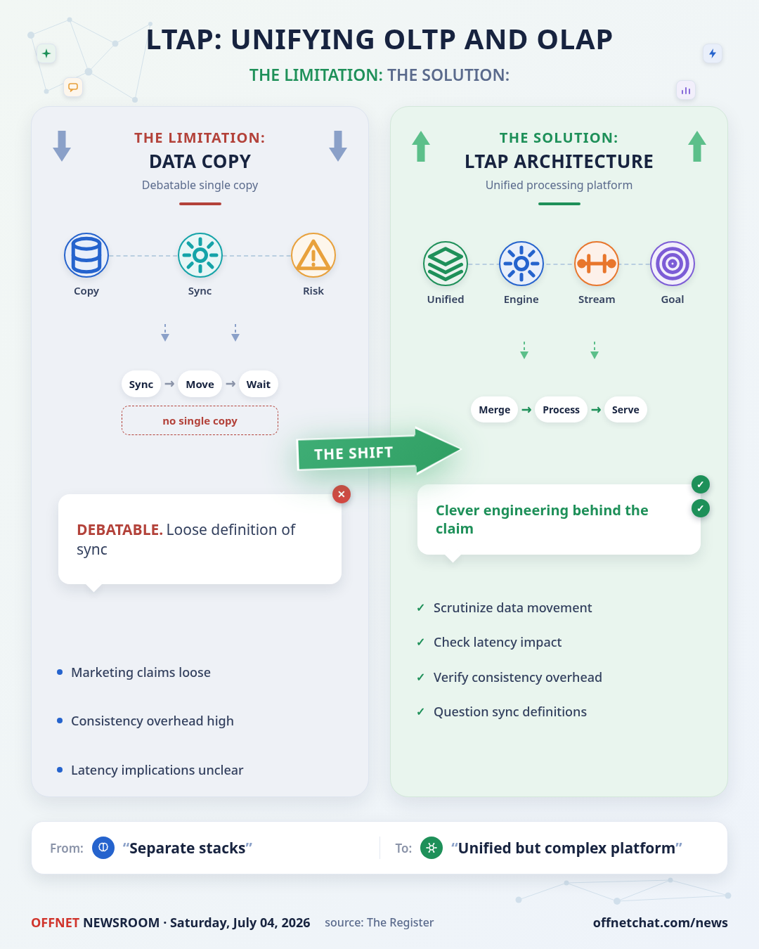 Databricks unifies OLTP and OLAP, but the data copy model is debatable