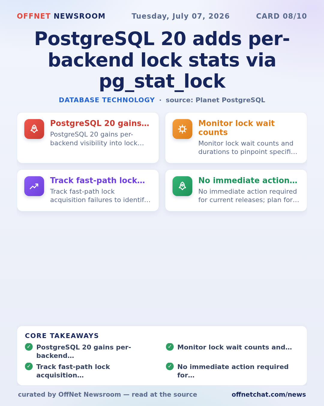 PostgreSQL 20 adds per-backend lock stats via pg_stat_lock