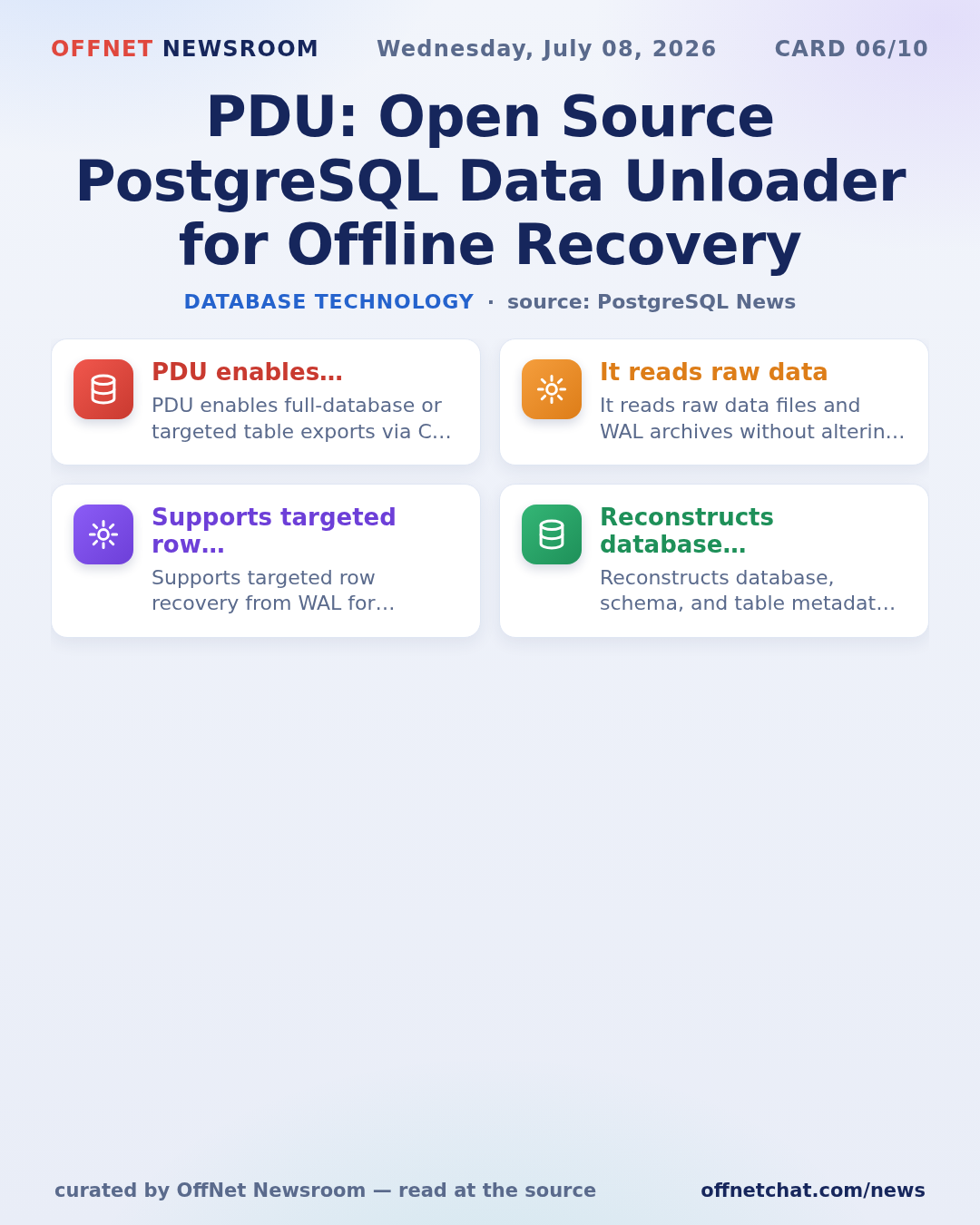 PDU: Open Source PostgreSQL Data Unloader for Offline Recovery