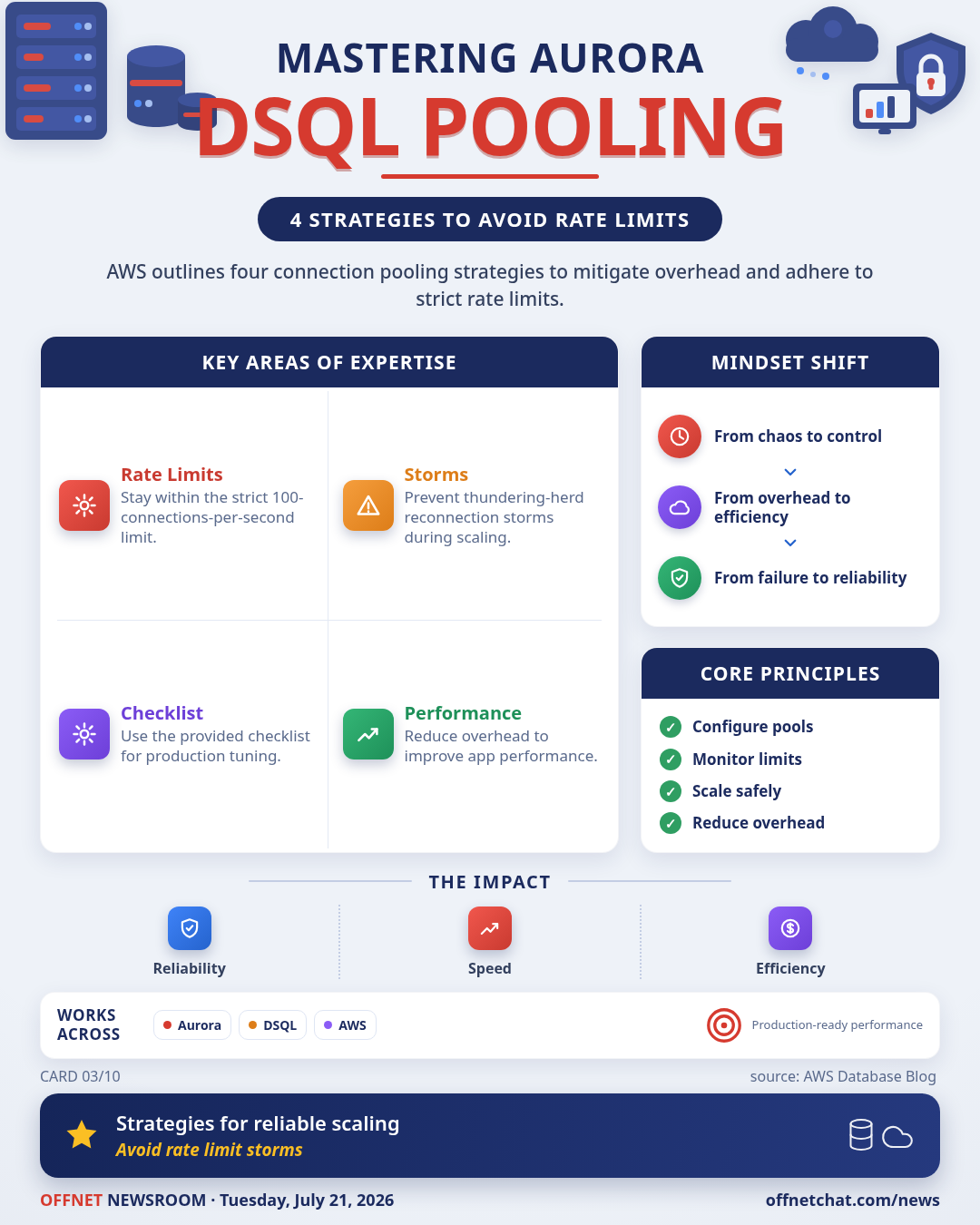 Aurora DSQL connection pooling: 4 strategies to avoid rate limits and storms